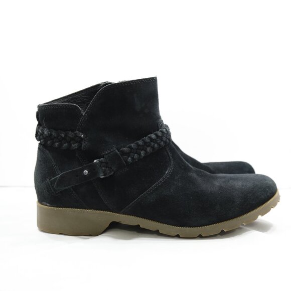TEVA Delavina Black Suede Leather Braid Buckle Ankle Boots - 10 - Picture 3 of 7